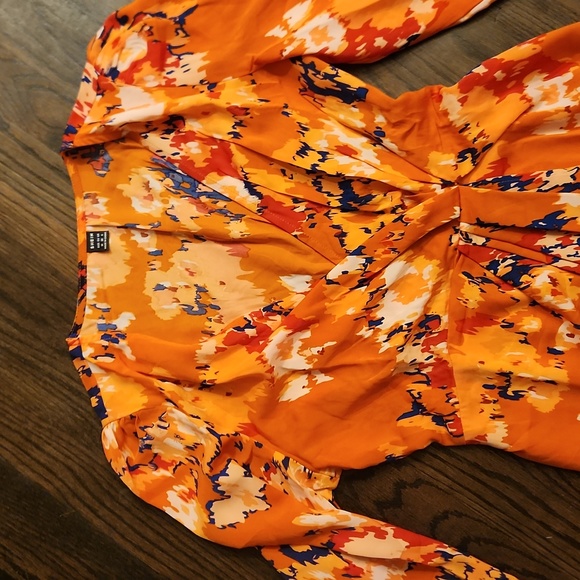 Orange Faux Wrap Dress - Picture 3 of 6